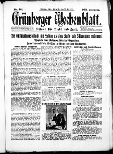 Grünberger Wochenblatt: Zeitung für Stadt und Land, No. 121. (24. Mai 1928)
