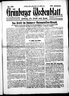 Grünberger Wochenblatt: Zeitung für Stadt und Land, No. 123. (26. Mai 1928)