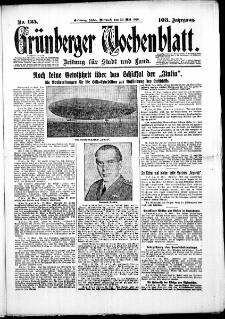 Grünberger Wochenblatt: Zeitung für Stadt und Land, No. 125. (30. Mai 1928)