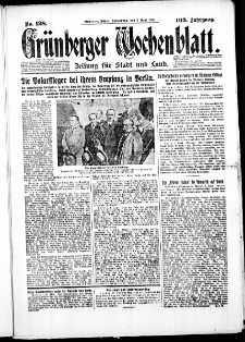 Grünberger Wochenblatt: Zeitung für Stadt und Land, No. 128. (2. Juni 1928)