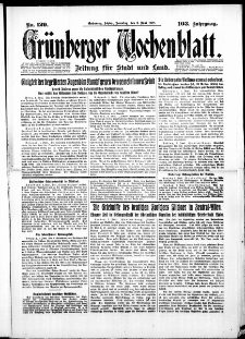 Grünberger Wochenblatt: Zeitung für Stadt und Land, No. 129. (3. Juni 1928)