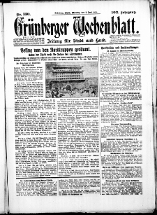 Grünberger Wochenblatt: Zeitung für Stadt und Land, No. 130. (5. Juni 1928)