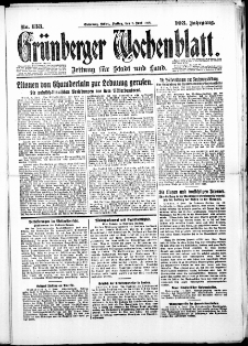 Grünberger Wochenblatt: Zeitung für Stadt und Land, No. 133. (8. Juni 1928)