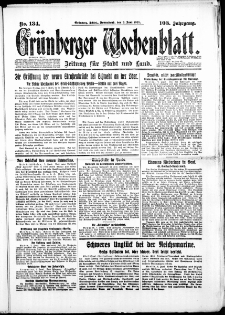 Grünberger Wochenblatt: Zeitung für Stadt und Land, No. 134. (9. Juni 1928)