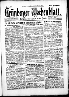 Grünberger Wochenblatt: Zeitung für Stadt und Land, No. 140. (16. Juni 1928)