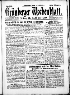 Grünberger Wochenblatt: Zeitung für Stadt und Land, No. 141. (17. Juni 1928)