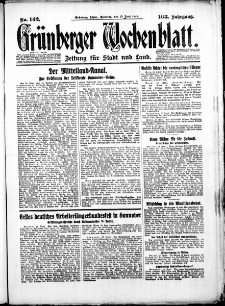 Grünberger Wochenblatt: Zeitung für Stadt und Land, No. 142. (19. Juni 1928)