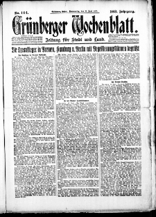 Grünberger Wochenblatt: Zeitung für Stadt und Land, No. 144. (21. Juni 1928)