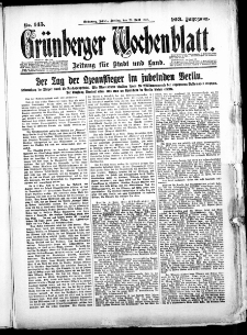 Grünberger Wochenblatt: Zeitung für Stadt und Land, No. 145. (22. Juni 1928)