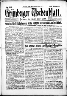 Grünberger Wochenblatt: Zeitung für Stadt und Land, No. 154. (3. Juli 1928)