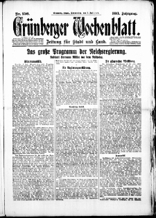 Grünberger Wochenblatt: Zeitung für Stadt und Land, No. 156. (5. Juli 1928)