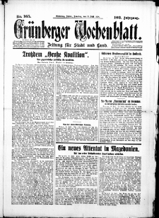 Grünberger Wochenblatt: Zeitung für Stadt und Land, No. 165. (15. Juli 1928)