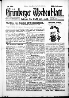 Grünberger Wochenblatt: Zeitung für Stadt und Land, No. 174. (26. Juli 1928)