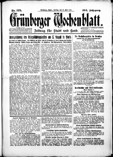Grünberger Wochenblatt: Zeitung für Stadt und Land, No. 175. (27. Juli 1928)