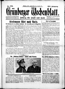 Grünberger Wochenblatt: Zeitung für Stadt und Land, No. 176. (28. Juli 1928)