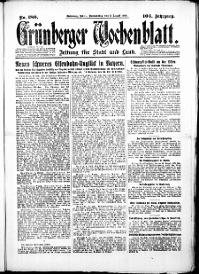 Grünberger Wochenblatt: Zeitung für Stadt und Land, No. 180. (2. August 1928)