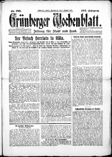 Grünberger Wochenblatt: Zeitung für Stadt und Land, No. 182. (4. August 1928)