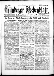 Grünberger Wochenblatt: Zeitung für Stadt und Land, No. 190. (14. August 1928)