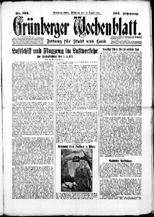 Grünberger Wochenblatt: Zeitung für Stadt und Land, No. 191. (15. August 1928)