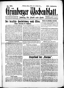 Grünberger Wochenblatt: Zeitung für Stadt und Land, No. 193. (17. August 1928)