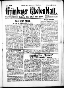 Grünberger Wochenblatt: Zeitung für Stadt und Land, No. 194. (18. August 1928)