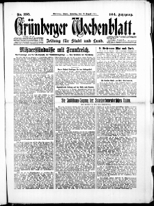 Grünberger Wochenblatt: Zeitung für Stadt und Land, No. 195. (19. August 1928)