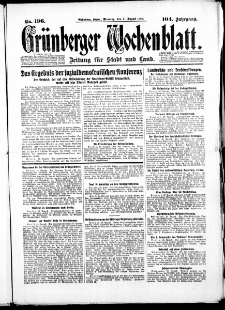 Grünberger Wochenblatt: Zeitung für Stadt und Land, No. 196. (21. August 1928)