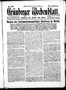 Grünberger Wochenblatt: Zeitung für Stadt und Land, No. 199. (24. August 1928)