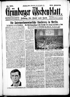 Grünberger Wochenblatt: Zeitung für Stadt und Land, No. 200. (25. August 1928)