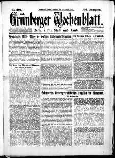 Grünberger Wochenblatt: Zeitung für Stadt und Land, No. 201. (26. August 1928)