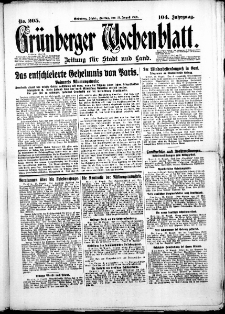 Grünberger Wochenblatt: Zeitung für Stadt und Land, No. 205. (31. August 1928)