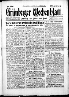 Grünberger Wochenblatt: Zeitung für Stadt und Land, No. 206. (1. September 1928)