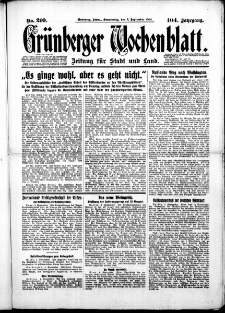 Grünberger Wochenblatt: Zeitung für Stadt und Land, No. 210. (6. September 1928)
