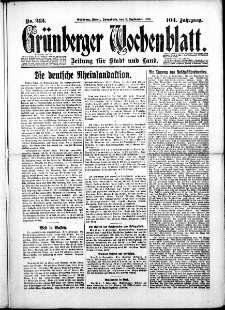 Grünberger Wochenblatt: Zeitung für Stadt und Land, No. 212. (8. September 1928)