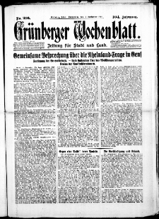 Grünberger Wochenblatt: Zeitung für Stadt und Land, No. 216. (13. September 1928)