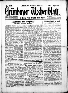 Grünberger Wochenblatt: Zeitung für Stadt und Land, No. 223. (21. September 1928)