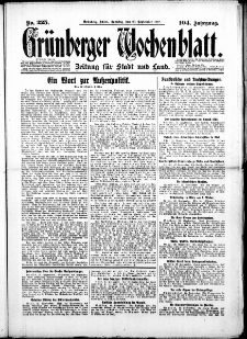 Grünberger Wochenblatt: Zeitung für Stadt und Land, No. 225. (23. September 1928)