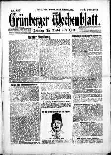 Grünberger Wochenblatt: Zeitung für Stadt und Land, No. 227. (26. September 1928)