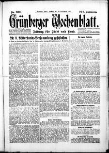 Grünberger Wochenblatt: Zeitung für Stadt und Land, No. 229. (28. September 1928)