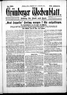 Grünberger Wochenblatt: Zeitung für Stadt und Land, No. 230. (29. September 1928)