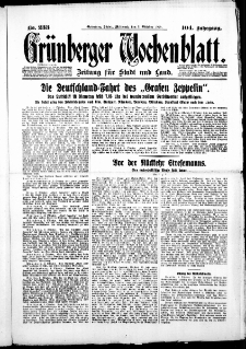 Grünberger Wochenblatt: Zeitung für Stadt und Land, No. 233. (3. Oktober 1928)
