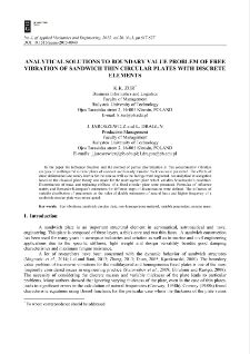 Analytical solutions to boundary value problem of free vibration of sandwich thin circular plates with discrete elements