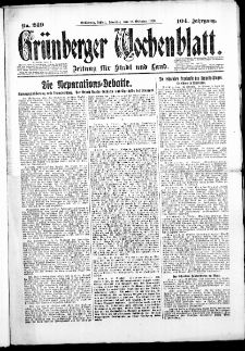 Grünberger Wochenblatt: Zeitung für Stadt und Land, No. 249. (21. Oktober 1928)