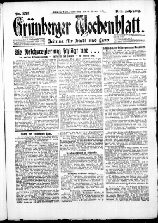 Grünberger Wochenblatt: Zeitung für Stadt und Land, No. 252. (25. Oktober 1928)