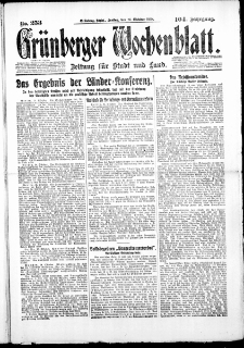 Grünberger Wochenblatt: Zeitung für Stadt und Land, No. 253. (26. Oktober 1928)