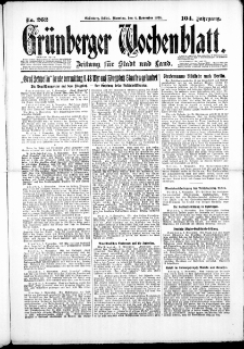 Grünberger Wochenblatt: Zeitung für Stadt und Land, No. 262. (6. November 1928)