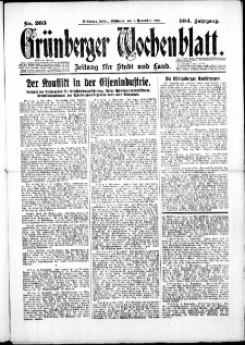 Grünberger Wochenblatt: Zeitung für Stadt und Land, No. 263. (7. November 1928)