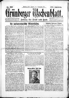 Grünberger Wochenblatt: Zeitung für Stadt und Land, No. 267. (11. November 1928)