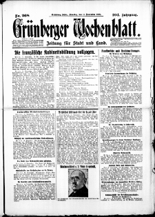 Grünberger Wochenblatt: Zeitung für Stadt und Land, No. 268. (13. November 1928)