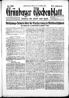 Grünberger Wochenblatt: Zeitung für Stadt und Land, No. 269. (14. November 1928)